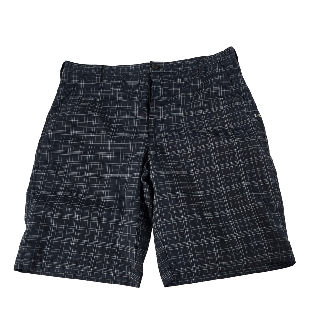 Under Armour Mens Match Play Golf Shorts Navy Plaid Stretch 1236345 Size 40